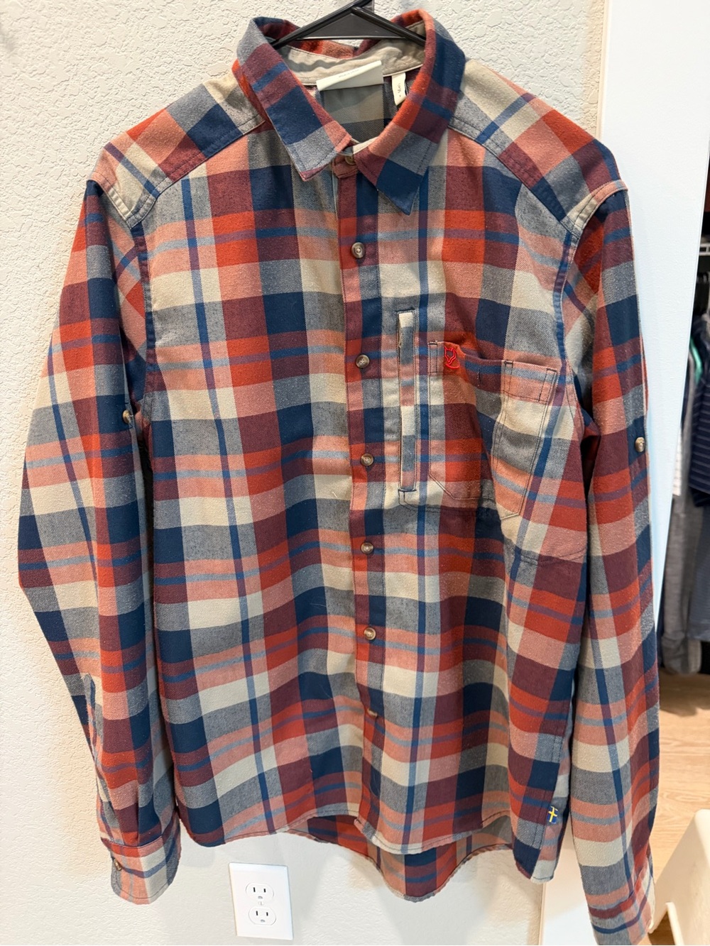 Fjallraven Men’s Red, Blue & Cream Plaid Button-Down Shirt